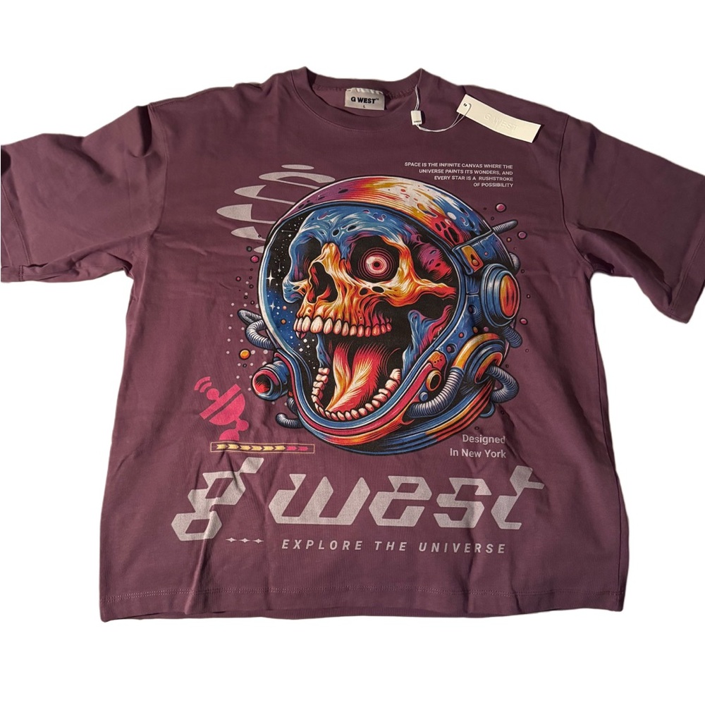 G West Vibrant Purple Skull Graphic Short Sleeve Tee
